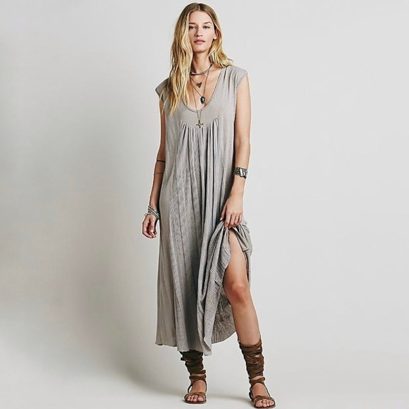 Free People Beach Always Dreamin Linen Blend Cap Sleeve Maxi Dress Army Green XS - Picture 2 of 16
